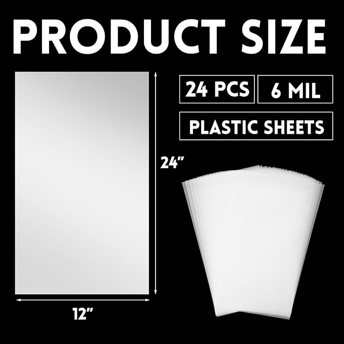 Frienda 24 Sheets Blank Stencil Plastic Making Sheet Milky Translucent Pet Template Stencil Material for DIY Crafts Gift(6 Mil, 12 x 24 Inch)