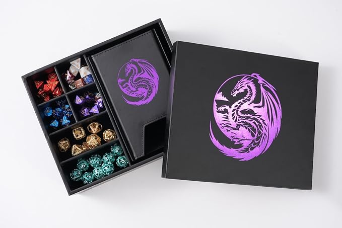 Soar Forge Dice Tray and Dice Tower for DND - All-in-One Tray, Storage & Large Tower for Random Rolls - Stores Dice for D&D, Mini's etc, Perfect RPG Gift Accessories (Purple Dragon)