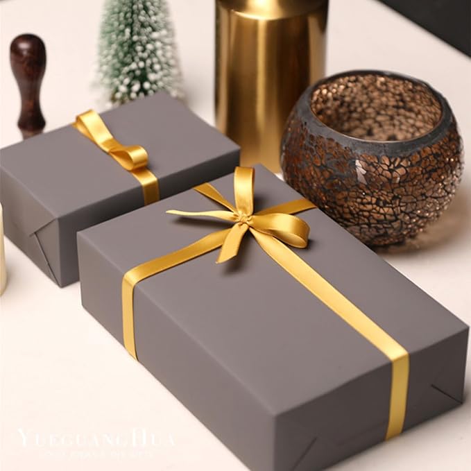 5/8" x 100 Yards Old Gold Polyester Satin Ribbon Single Faced Bulk Fabric Ribbons for Gift Wrapping, Crafting, Bows Making, Sewing, Wedding, Home Decor