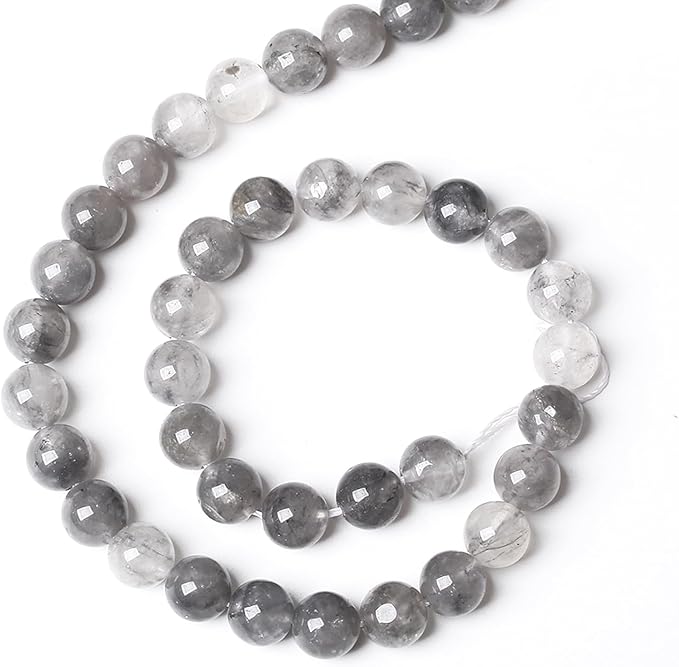 90pcs 4mm Natural Grey Cloud Crystal Stone Beads for Jewelry Making Energy Healing Power Stone Beads DIY Bracelet Necklace Accessories 15"(4mm, Grey Cloud Crystal)