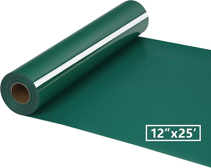HTV Iron on Vinyl 12Inch by 25ft Roll Heat Transfer Vinyl for T-Shirt HTV Vinyl Rolls for All Cutter Machine - Easy to Cut & Weed for Heat Transfer Design (25ft, Green)