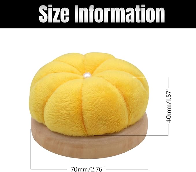 Uxney Pin Cushion,Wooden Sewing Pin Cushion Pincushion Needle Cushion for Sewing Quilting Needlework DIY Crafts(Yellow,2 PCS)