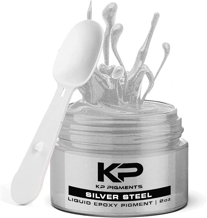 Epoxy Pigment Paste for Epoxy Resin, Tint/Pigment Paste with Spoon for Arts and Crafts, Jewelry, Resin Woodworking and More! (Silver Steel)