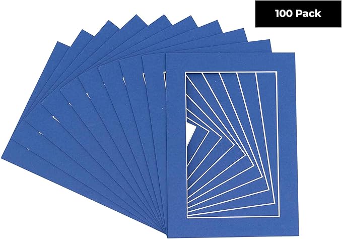 11x14 Mat for 8.5x11 Photo - Precut Bottle Blue Picture Matboard for Frames Measuring 11 x 14 Inches - Bevel Cut Matte to Display Art Measuring 8.5 x 11 Inches - Acid Free Pack of 100 MATS