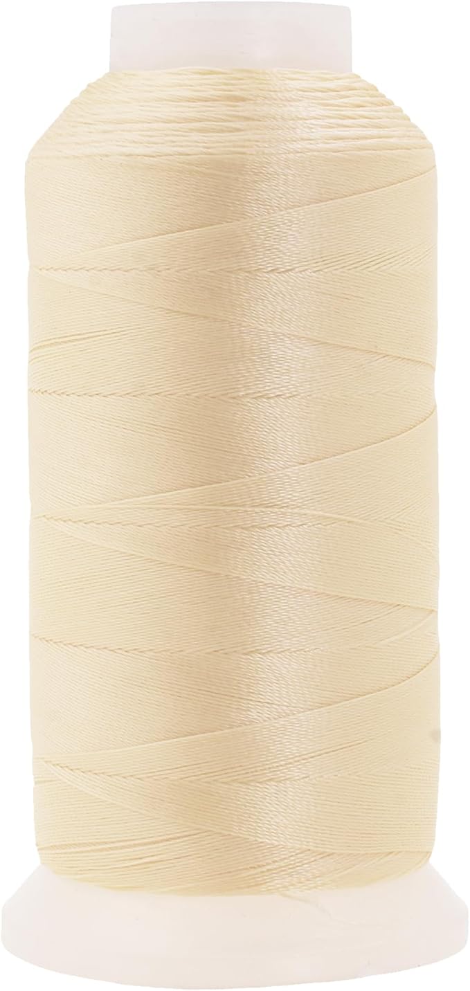 Mandala Crafts Ivory Heavy Duty Thread -1500 Yds Tex 70 Thread for Sewing Drapery Jeans Leather Hair - Bonded Polyester Thread Outdoor Marine Upholstery Threads