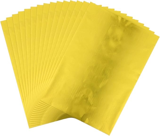Briartw 20x29cm Hot Foil Paper 50 Sheets Pack Toner Reactive Foil Hot Stamping Foil Paper by Laser Printer and Laminator for Scrapbooking Craft Cardmaking DIY Album (Yellow Gold, 100 Sheets)