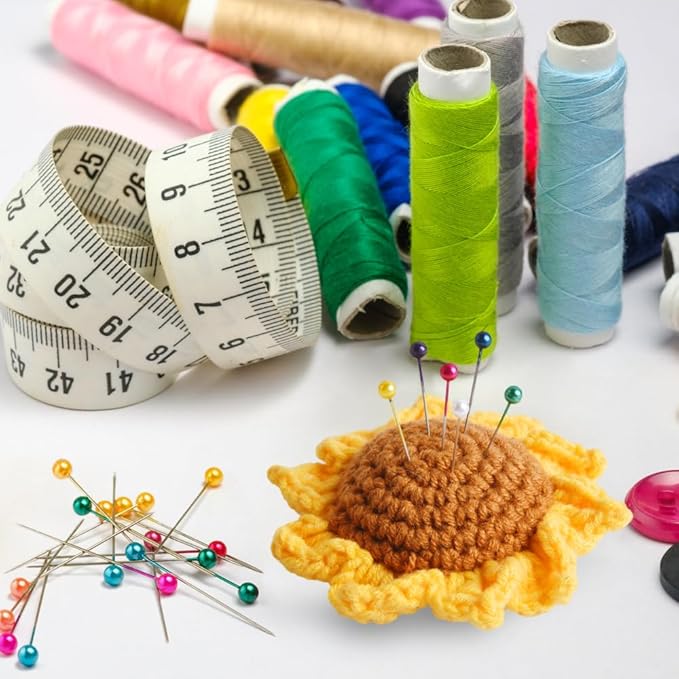Sunflower Pin Cushion, Handmade Knitted Pincushions, Cute Pin Cushions Needle Holders for Sewing Quilting Accessory, DIY Crafts or Patchwork Decor