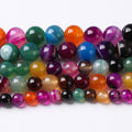 90pcs 4mm Natural Multicolor Stripe Agate Beads for Jewelry Making Natural Stone Energy Healing Beads DIY Bracelet Necklace 15" (4mm, Multicolor Stripe Agate)