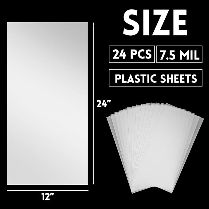 Frienda 24 Sheets Blank Stencil Plastic Making Sheet Milky Translucent Pet Template Stencil Material for DIY Crafts Gift(7.5 Mil, 12 x 24 Inch)