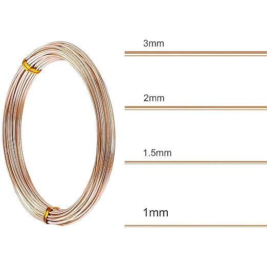 TecUnite Aluminum Craft Wire for Sculpting Armature Bendable Craft Wire for DIY Jewelry Making(Copper, 10 M X 3 mm, 1 Roll)
