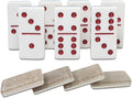 IDTQ Dominoes Set for Adults, Double 6 Dominos Game Set with 28 Domino Tiles Double with Upscale Gift Boxes -7 Polyhedral Dice -Classic Board Games (Light Brown)