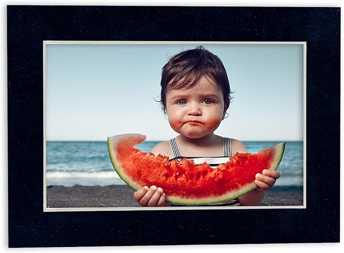8x10 Mat Bevel Cut for 5.5x8.5 Photos - Acid Free Navy Suede Precut Matboard With Backing Board and Crystal Clear, Self Seal Photo Mat Bag - For Pictures, Photos, Framing - 4-ply Thickness