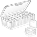 DUOFIRE 18 Pieces Plastic Bead Organizer, Craft Organizers and Storage Bead Storage Containers Small Transparent Boxes with Hinged Lid for Modular Storage of Small Parts, Diamonds, DIY Art, Jewelry