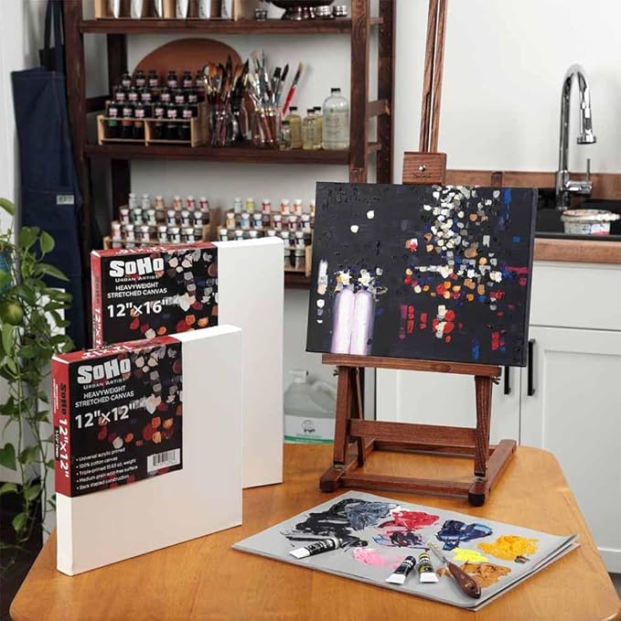 SoHo Urban Artist, 30x36 Heavyweight Stretched Cotton Canvas for Painting - 1.5" Deep- 3 Pack, Triple Primed, 100% Cotton Canvas, Archival, Universal Primed for Oil, Acrylic, Alkyd, Mixed Media