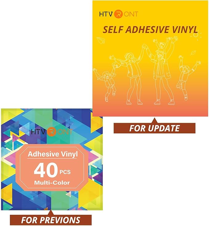 HTVRONT Permanent Adhesive Vinyl Sheets for Cutting Machine, 40 Sheets 12" x 12" Permanent Vinyl Bundle for Cups, Decals, Craft Projects