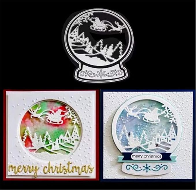 Metal Cutting Dies DIY Merry Christams Embossing Stencil Template Scrapbooking Card Making Mold Photo Album Arts Crafts Tools (Christmas Sleigh ball-11x13.1cm)