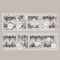 3pcs Vintage Lace Tape Cutout Art Lace Black White Stickers Roll Sticker PET Reusable Exquisite Lace Floral Flowers Pattern Tape for DIY Scrapbook Album Journal Photo Frames Decor