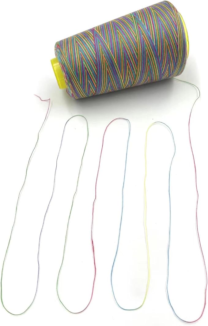 Tortoise 4 Cones of 3000 Yards Each Spool Thread for All Purpose, Serger, Overlock, Quilting, Sewing Machine - 40S/2 Rainbow-3 Polyester Thread