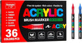 Acrylic Paint Markers Pens, 36 Vivid Colors Acrylic Markers Set,Direct Liquid Type, Stackable Color, Odorless Soft Head，Markers for School，Tooli Art ，Fabric & Creative Crafts (36)