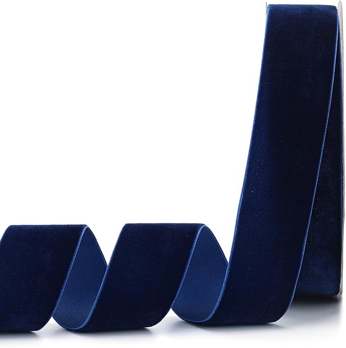 Navy Blue Velvet Ribbon,1-1/2"W x 20Yd Single Face,Great for Gift Wrapping,Hair Bows,Handmade Craft and Christmas,Wedding Decoration (1-1/2" Navy Blue)