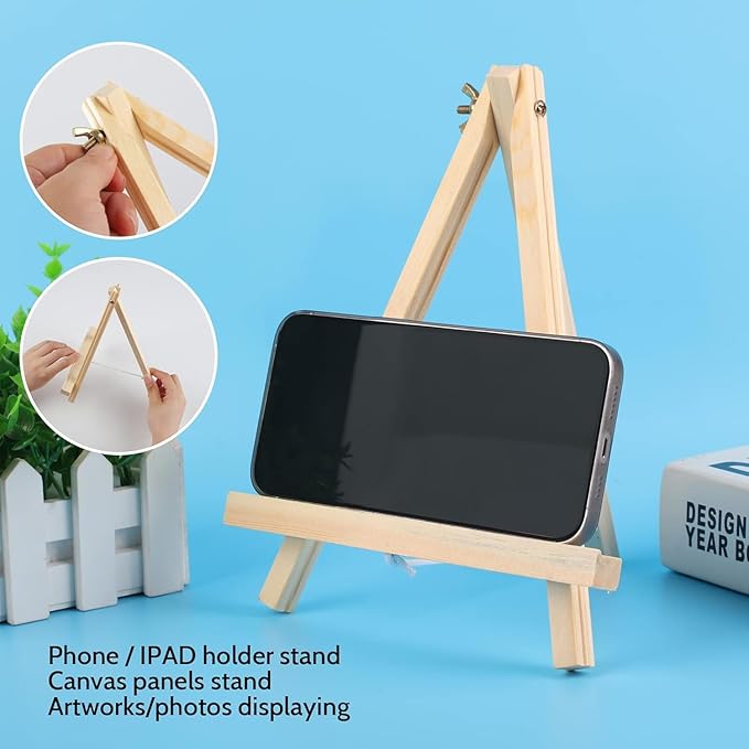 14 Pack 9 Inch Wood Easel, Painting Party Easel, Kids Student Tabletop Easels for Painting, Portable Canvas Photo Picture Sign Holder Tripod Painting Easels for Art & Crafts