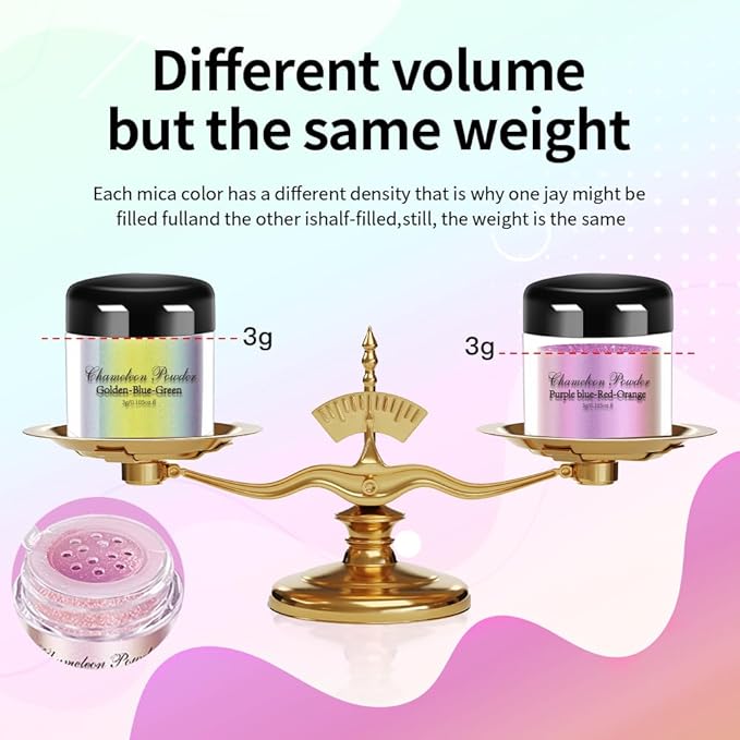 10 Colors Chameleon Mica Powder Color Shift Pigment Powder for Epoxy Resin Painting Soap Making Bath Bombs Candle Making Slime(0.1oz/jar)