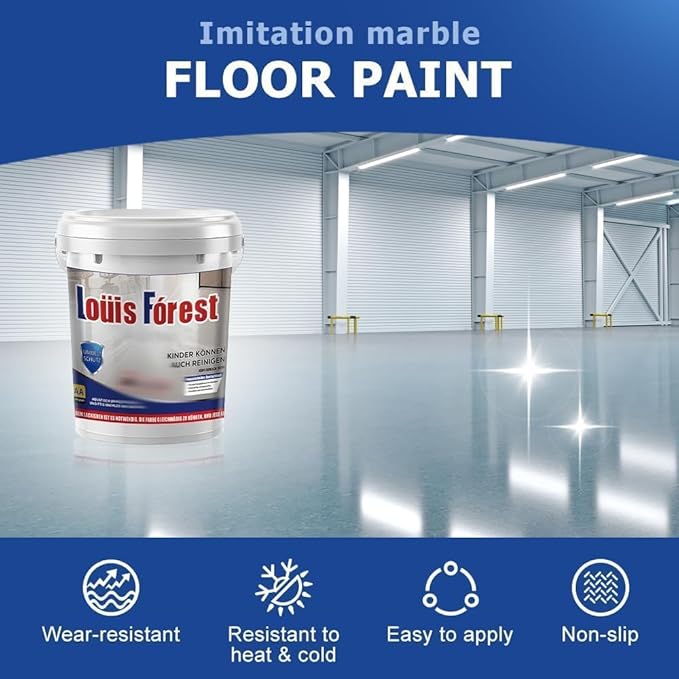 Louis Forest Epoxy Floor Paint, High-Gloss Marble Effect Coating, Epoxy Colored Sand Floor Paint, Wear-Resistant and Non-Slip for Indoor Outdoor (1KG-Dark blue)