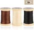 Natural Waxed Thread, 0.55mm/0.8mm, Wax Thread for Handcrafted Wrapping, Sewing, Bookbinding, Leather Threads, Beginners Craft DIY, Hemp Cord (Black/Brown/White, 0.55mm/33 Yards)
