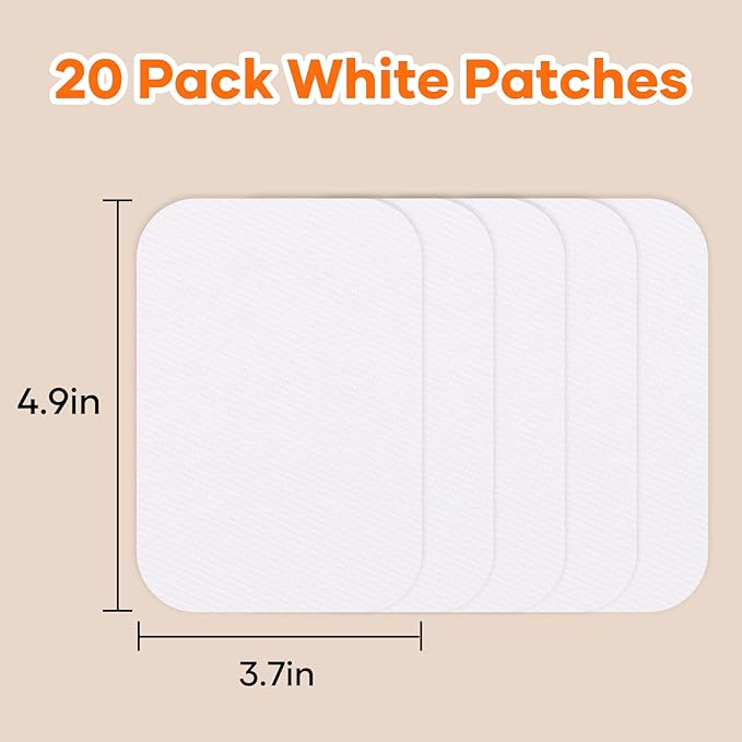 HTVRONT Iron on Patches for Clothing Repair, 20 Pieces White Sublimation Patch, Fabric Patches for Clothes, White Repair Decorating Kit, Iron on Blank Patches Size 3.7" by 4.9" (9.5 cm x 12.5 cm)