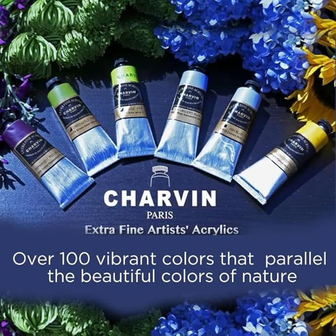 Charvin Extra Fine Professional Acrylic Paint - Meadow Green, 60ml Tube, Triple-Milled, Lightfast Pigments, Open Stock Artist Acrylic Paints in Nature-Inspired Hues