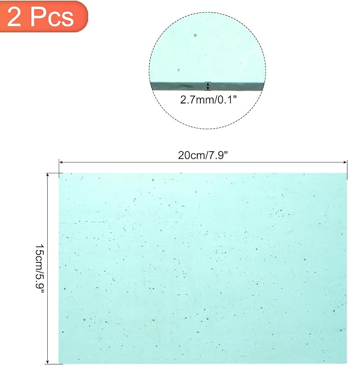 MECCANIXITY 2 Pcs Stained Glass Sheet Mosaic Tile 7.9 Inch x 5.9 Inch Lake Blue Stained Glass Sheets for Crafts DIY Art Project
