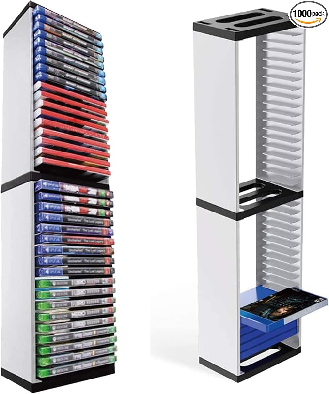 Bestswitch Video Game Storage Stand Tower for PS5/ PS4/ PS3/ Xbox Series S & X/Xbox one Game, Universal Game Disc Holder Vertical Stand Organizer Tower