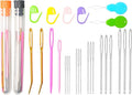 Hekisn 45Pcs Large Eye Blunt Yarn Needles kit, Assorted Sizes Bent Tapestry Darning Needle, Sewing Needles with Needle Threaders & Stitch Markers for Knitting Crochet (Orange&Black)