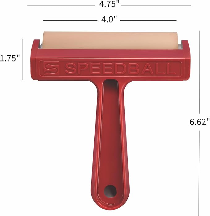 Speedball Pop-in Soft Rubber Brayer, 4" (6-Pack) – Roller Tool for Crafting and Block Printing, Vinyl, Comfort Grip Handle