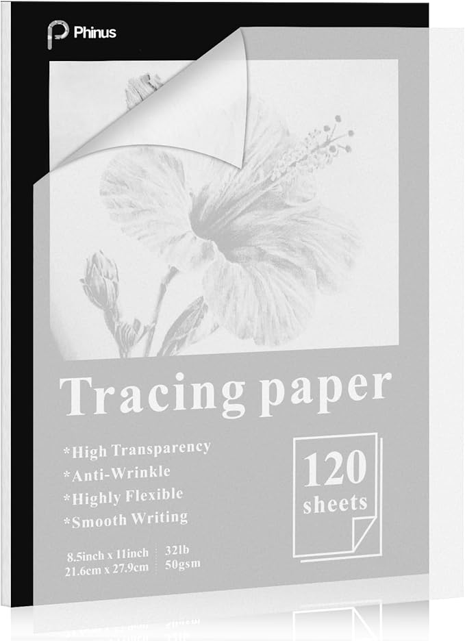 120 Sheets Tracing Paper for Drawing, 8.5”x 11” Trace Paper, Translucent Vellum Paper Tracing Paper Pad, Tracing Pad for Sketching, Preliminary Drawing, Overlaying Images Tracing