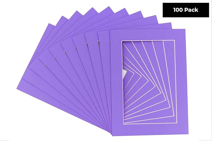 11x14 Mat for 8.5x11 Photo - Precut Light Purple Picture Matboard for Frames Measuring 11 x 14 Inches - Bevel Cut Matte to Display Art Measuring 8.5 x 11 Inches - Acid Free Pack of 100 MATS
