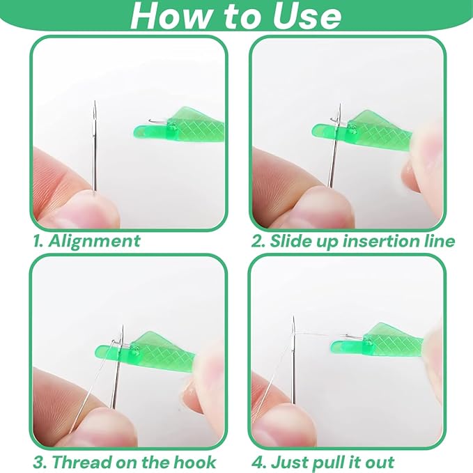 Fish Mouth Needle Threader for Sewing Machine, Quick Sewing Needle Threader Tool, Fish Type Sewing Machine Needle Threader, Sewing Threaders for DIY and Sewing Machine (Green)