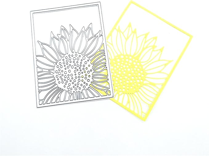 Mvchifay Cutting Dies for Card Making Metal Die-Cuts Scrapbooking Tool Hollow Frame DIY Craft Punch Template Embossing for Paper Album Decor (Sunflower Frame-12.6x9.8cm)
