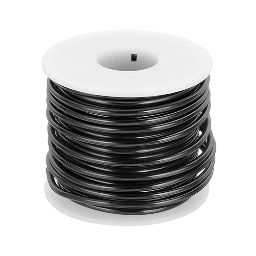 MECCANIXITY 9 Gauge Anodized Aluminum Craft Wire Bendable Bonsai Training Wire 56 Feet 3mm for Sculpting Crafts Wreath Floral Beading Jewelry Making, Black