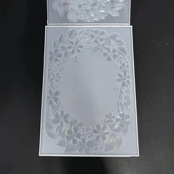 NZJ 3D Texured Flower Frame Background Plastic Embossing Folders for Card Making Scrapbooking and Other Paper Crafts