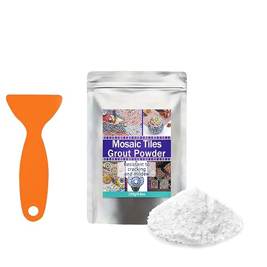 Mosaic Grout, Mosaics Tile Tools, Mosaic Tile Accessories – Essential for Handmade Grouting and Perfect for DIY Craft Projects (White, 250G)
