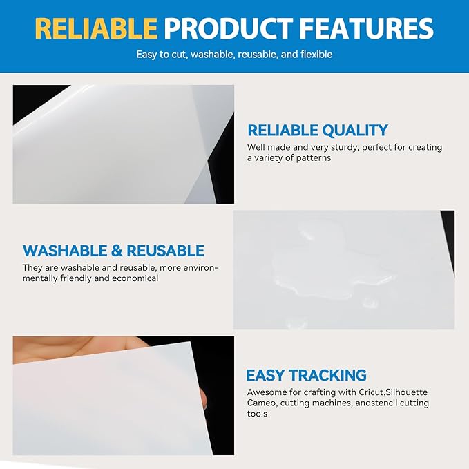 16 Pack 7.5mil Mylar Sheet, 12 X 12 Inch Translucent Blank Stencil Paper for Cricut Crafts Laser Cutting, Stencil Sheets Used for Making Letter Stencils, Flower Stencils, Star Wall Stencil