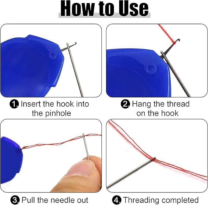 TOOVREN 12PCS Needle Threader for Hand Sewing Plastic Wire Hook Simple Threader for Needles Small Eye Easy Needle Threaders Tool for Sewing Machine Crafting Color Random
