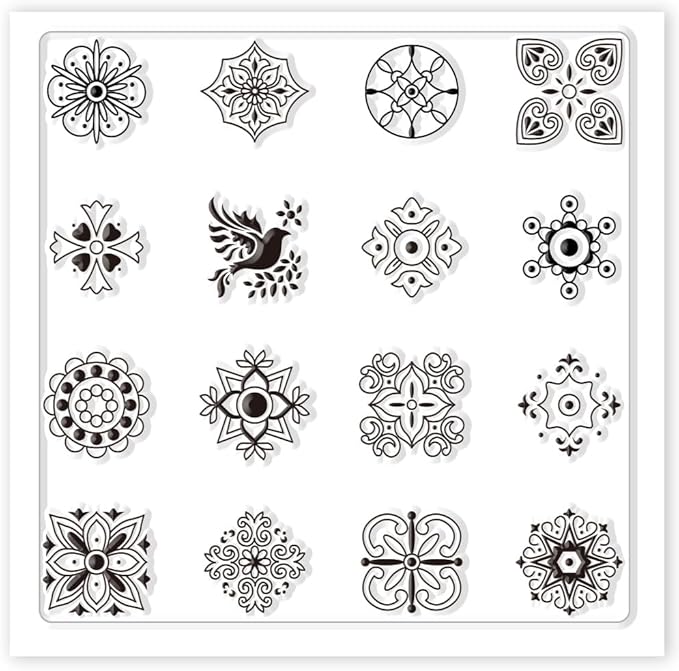 CHGCRAFT Polymer Clay Texture Sheets Boho Polymer Clay Texture Mat Silicone Texture Stamp Clay Modeling Pattern Pad Silicone Clay Texture Mat for Making Earrings Jewerly 5.5x5.5inch