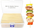 300 Pcs 6 inch Natural Bamboo Skewers, Φ=4mm, PEOUWNES Food Sticks for Appetiser, BBQ, Fruit，Cocktail, Grilling Kebabs, Bouquet, Chocolate Fountain, Corn Dog, Kitchen, Barbecue, Crafting and Party