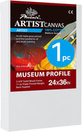 PHOENIX 24x36 Inch Museum Canvas - 2 3/8 Inch Thick Porfile Deep Large Stretched Canvas for Painting 1 Pack 100% Cotton 11 Oz. Gesso Primed White Blank Professional Canvas Oil & Acrylic Paints