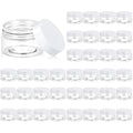 Eternal Moment 36 Pack 1 OZ Plastic Jars Round Clear Cosmetic Container Jars with White Lids, Perfect for Lotion, Slime，Cream, Ointments, Makeup, Eye Shadow, Samples, Pot, Travel Storage