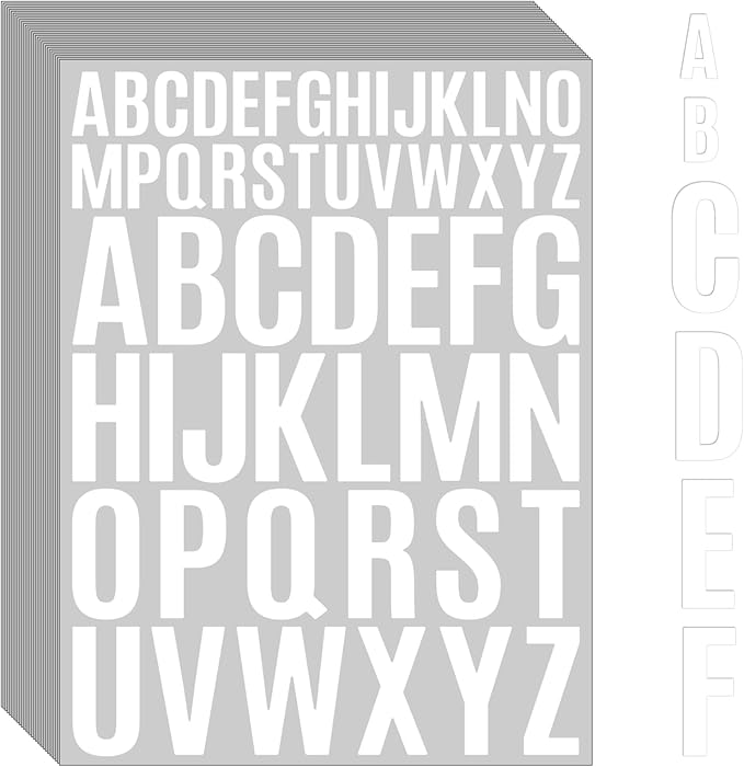 Bemeol Letter Stickers 1560 Pieces 30 Sheets Stick on Vinyl Letters Capital Alphabet Sticker Letter for Craft Bulletin Boards Classroom Home Business Decor(White,1 Inch,2 Inch)