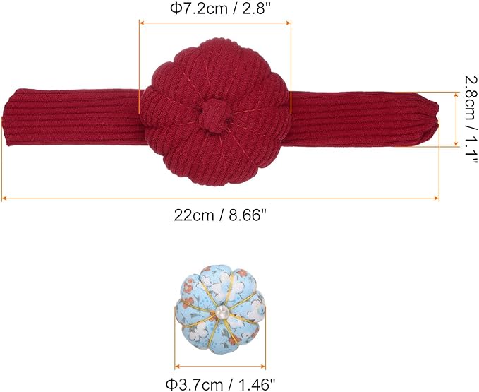 HARFINGTON Wrist Pin Cushions, Sewing Needle Pin Cushion Adjustable Strap with Elastic Strap Finger Ring Pincushions Fit All Wrist Sizes for Sewing Quilting Needlework DIY Crafts, Red/Blue