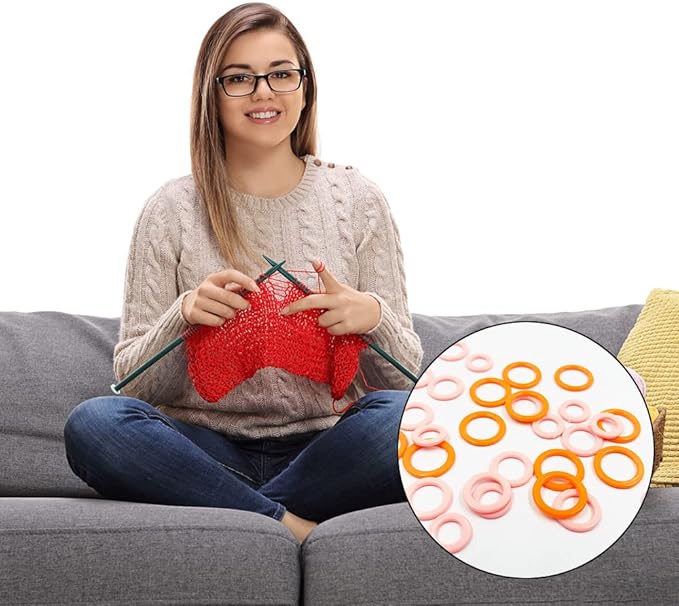450 pcs Knitting Stitch Marker, findTop Braided Auxiliary Marking Ring, Plastic Ring Color Plastic Ring (Large/Medium/Small), Marking for Sewing Fabrics (Random Color)